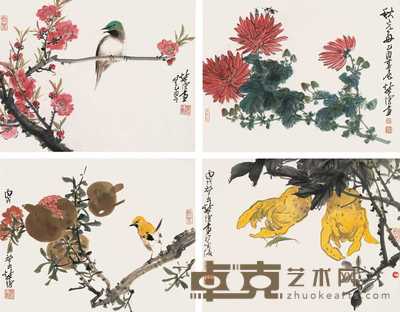 徐纯原 花鸟四帧 镜心 31×41cm×4